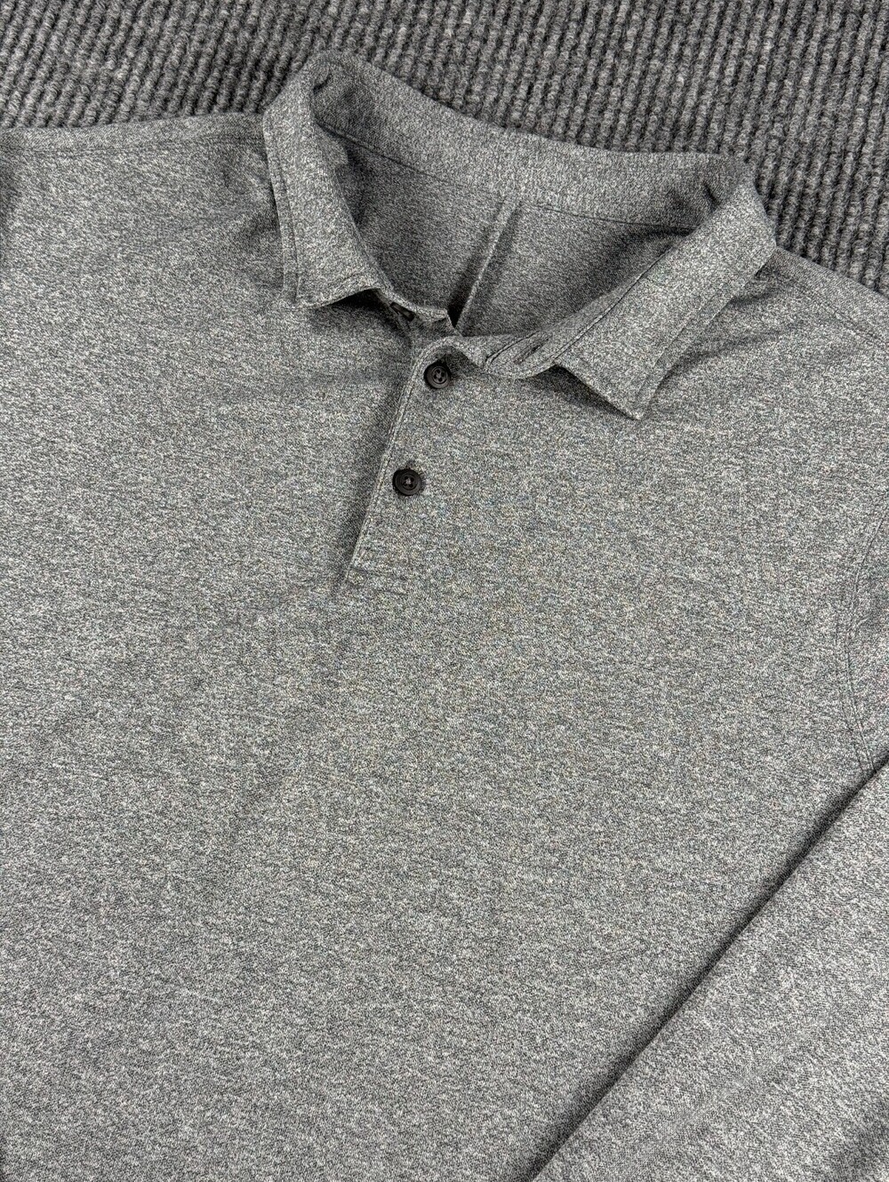Lululemon Evolution Polo Men Large Long Sleeve Heathered Gray Activewear Stretch
